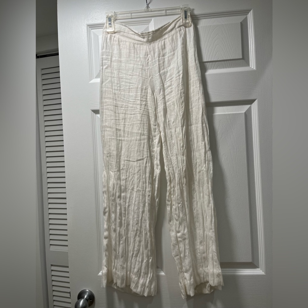 inc beach women's wrinkled  white pants, size 6, elastic waist band